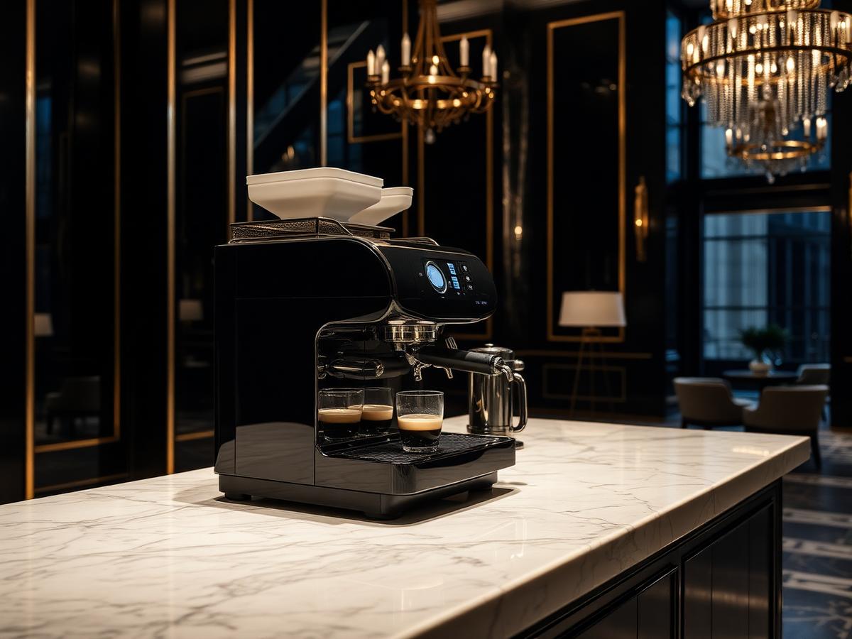 Máquina de café profissional num hotel de luxo